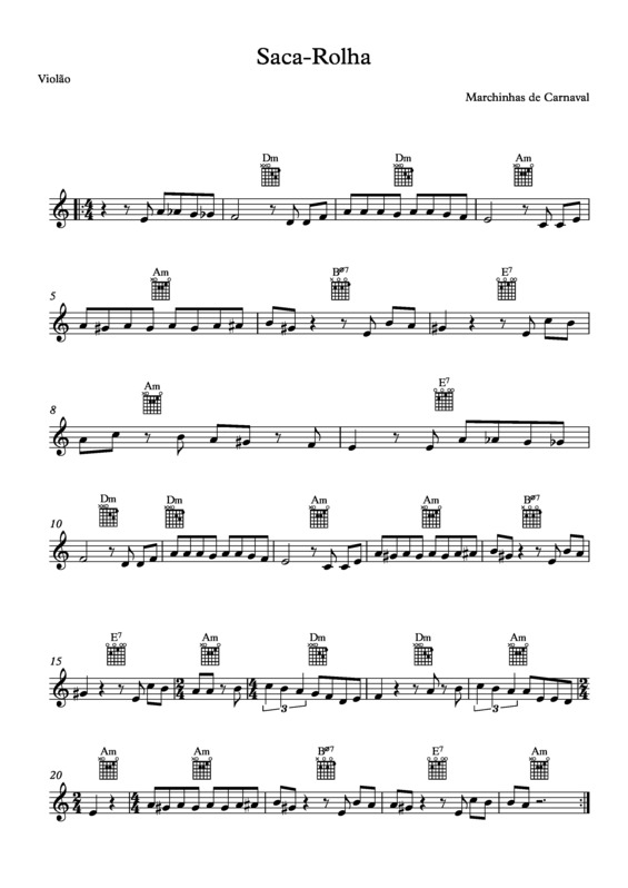 Partitura da música Saca Rolha v.10