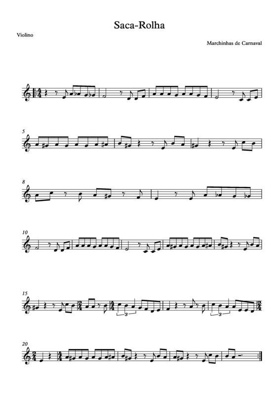 Partitura da música Saca Rolha v.11