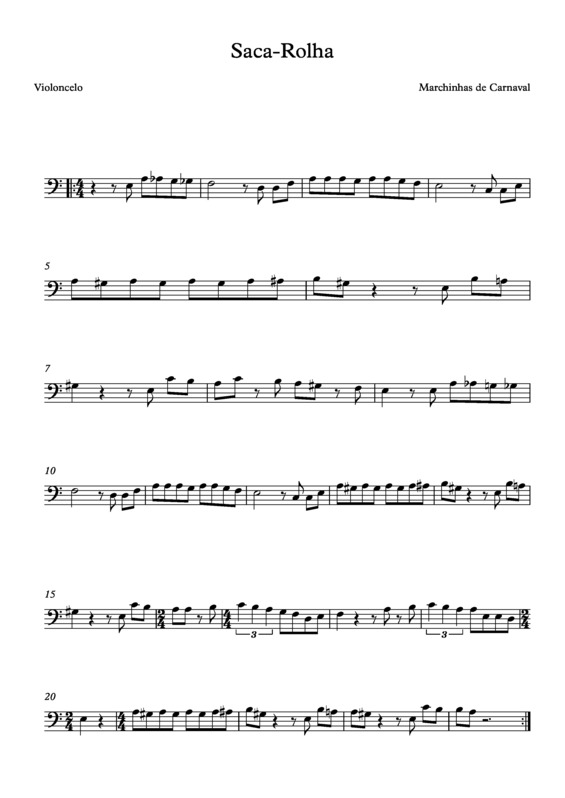 Partitura da música Saca Rolha v.12