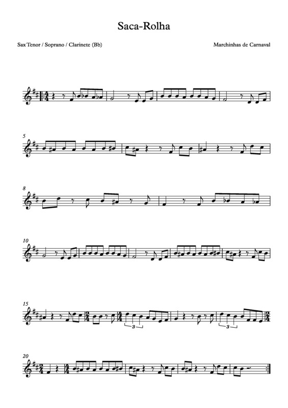 Partitura da música Saca Rolha v.5