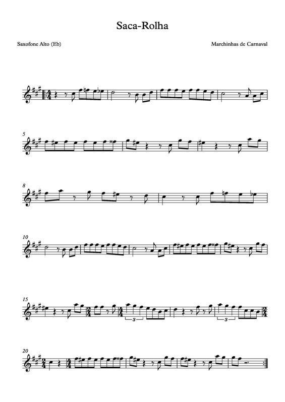 Partitura da música Saca Rolha v.6