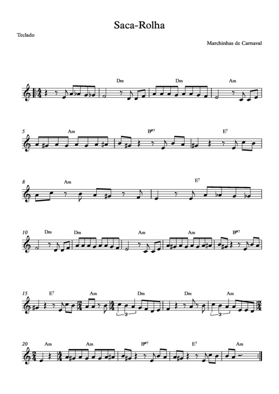 Partitura da música Saca Rolha v.7