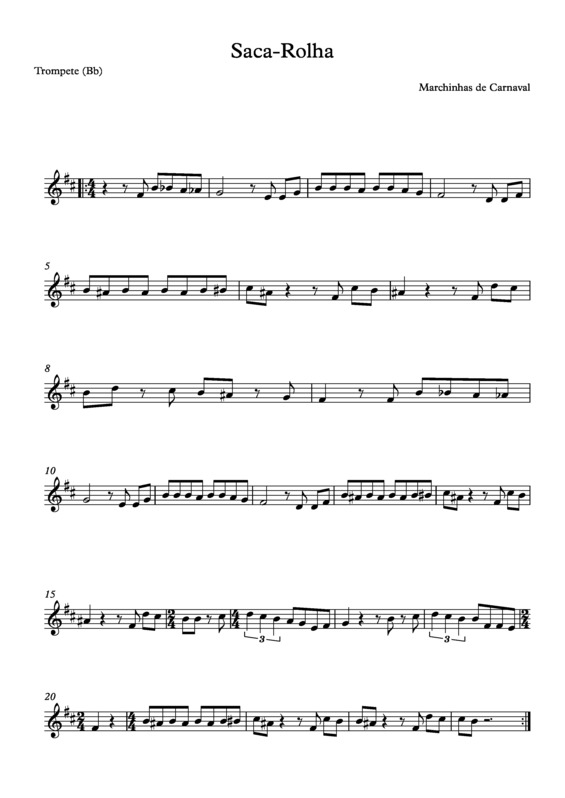 Partitura da música Saca Rolha v.9