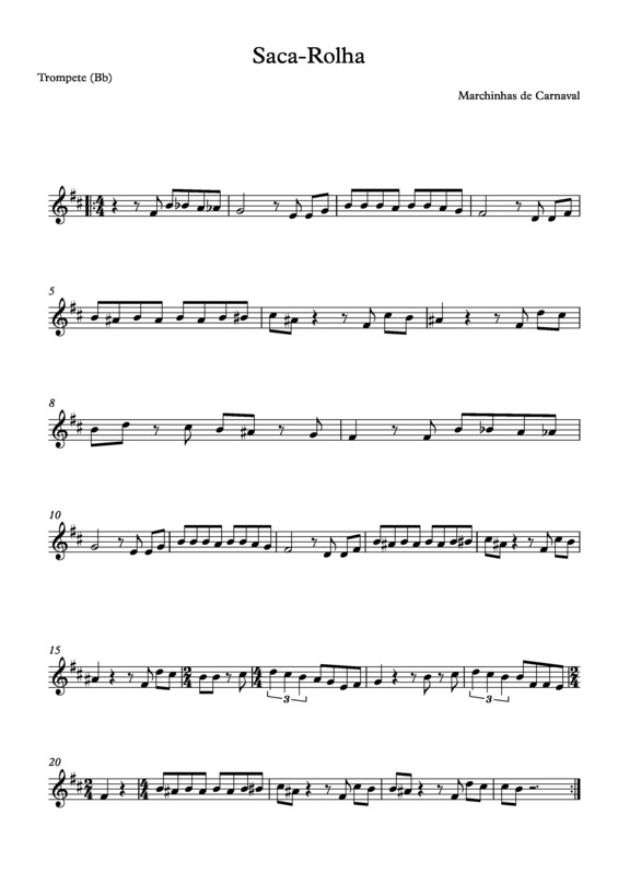 Partitura da música Saca Rolha v.9