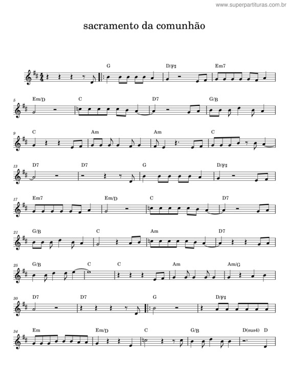 Partitura da música Sacramento Da Comunhão v.3