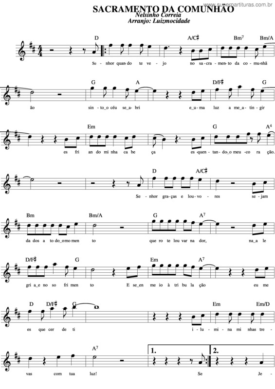 Partitura da música Sacramento Da Comunhão