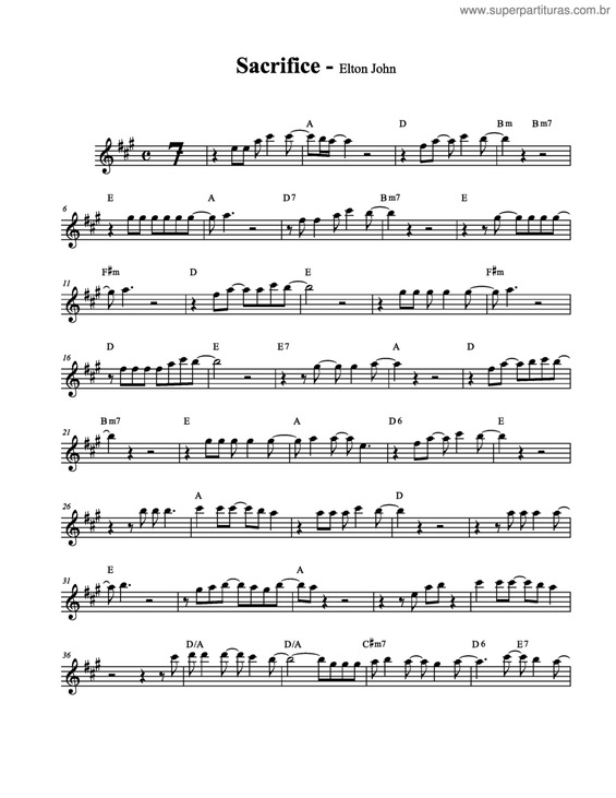 Partitura da música Sacrifice v.2