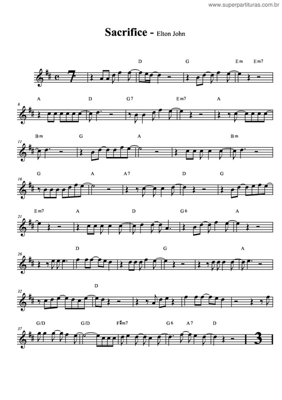 Partitura da música Sacrifice v.7