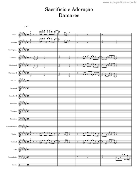 Partitura da música Sacrifício E Adoração – Damares