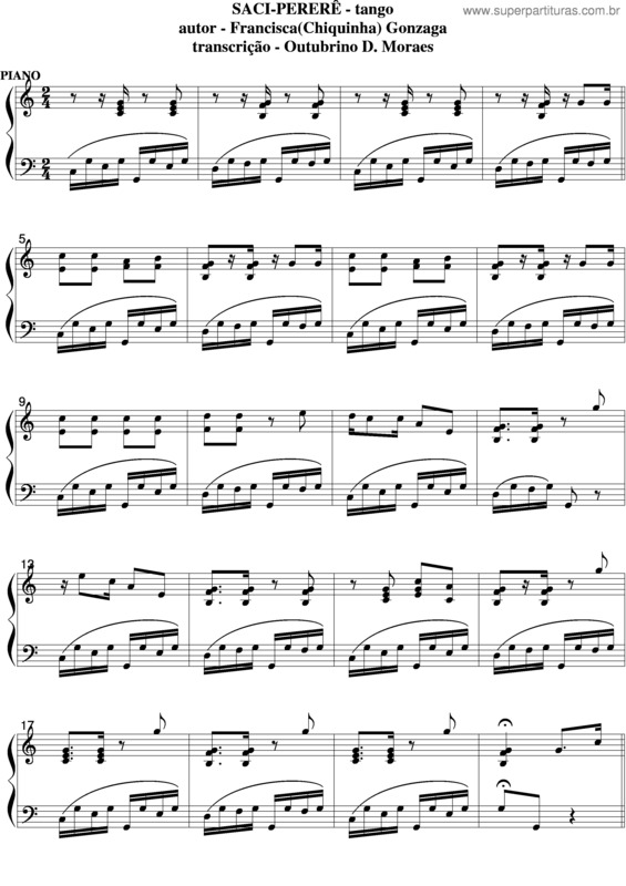 Partitura da música Sacy Pererê