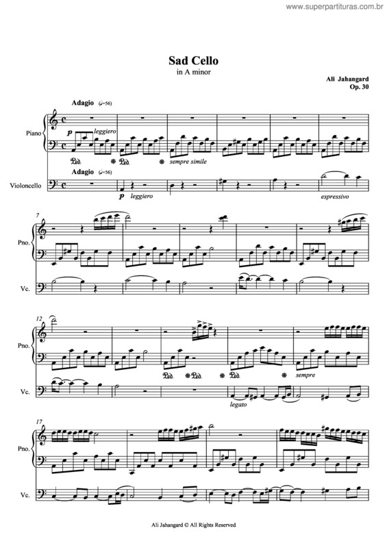 Partitura da música Sad Cello - Op.30