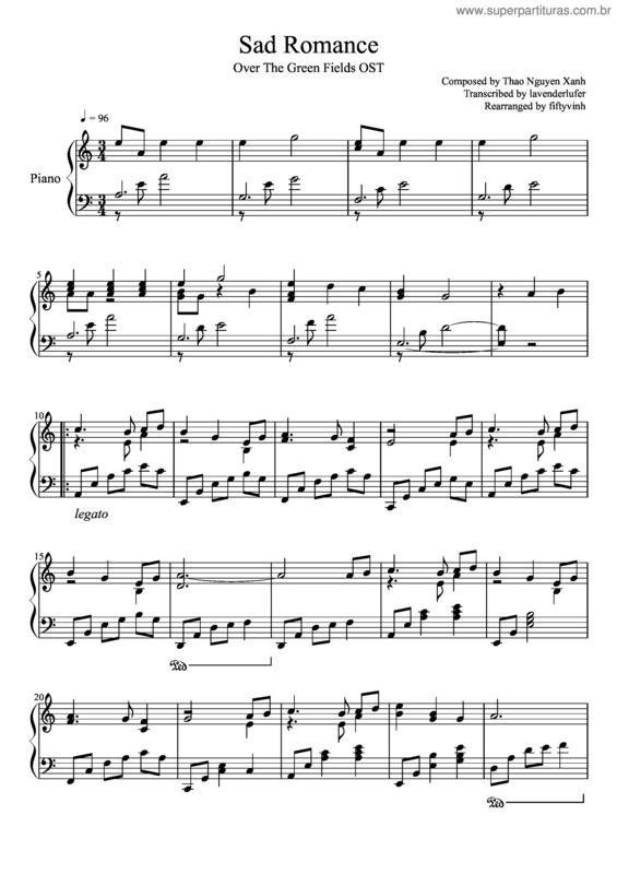 Partitura da música Sad Romance