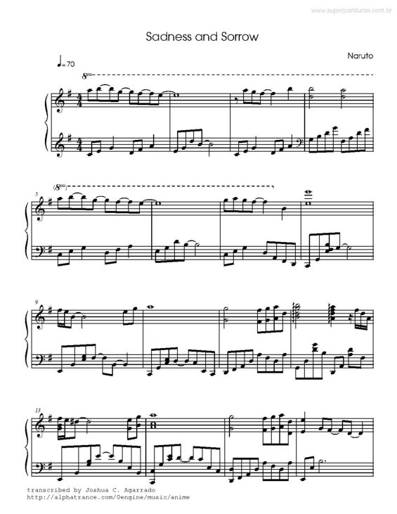 Partitura da música Sadness And Sorrow (Naruto)