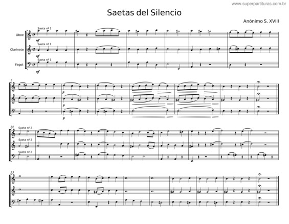 Partitura da música Saetas Del Silencio – Anónimo S. Xviii