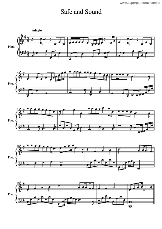 Partitura da música Safe and sound v.3