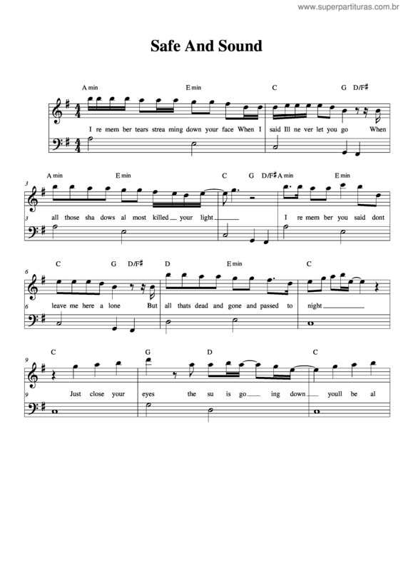 Partitura da música Safe And Sound v.4