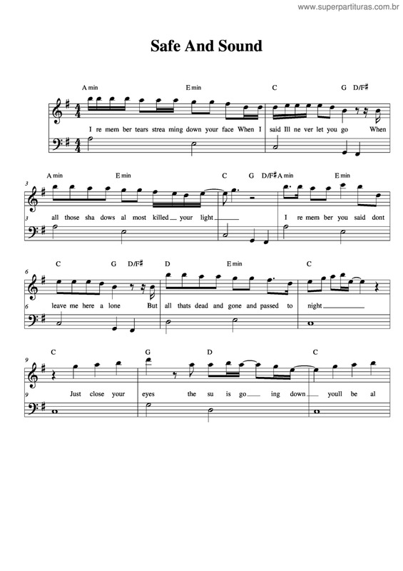 Partitura da música Safe and sound