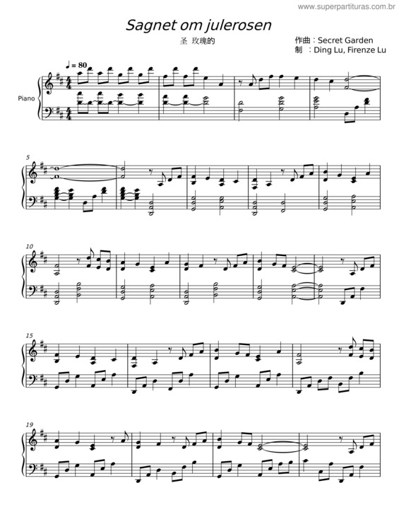 Partitura da música Sagnet Om Julerosen – Secret Garden