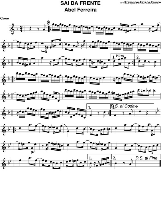 Partitura da música Sai Da Frente