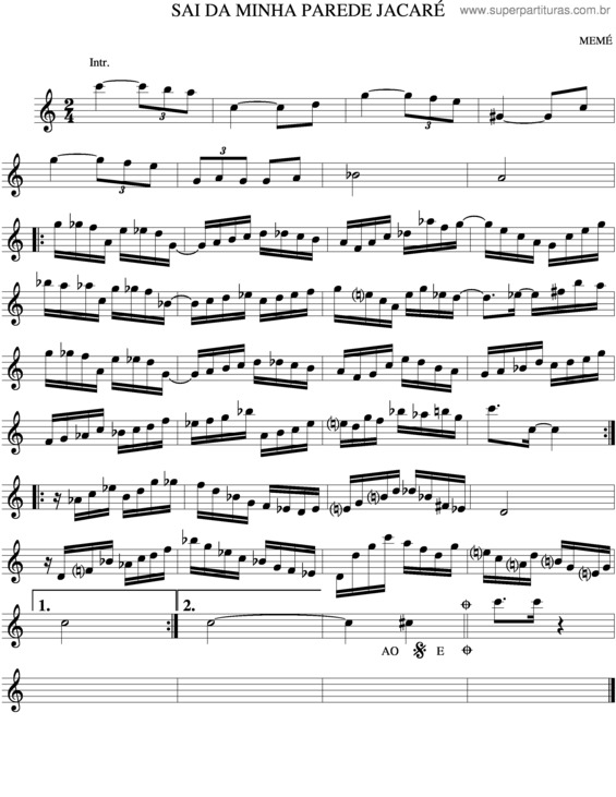 Partitura da música Sai Da Minha Parede Jacaré