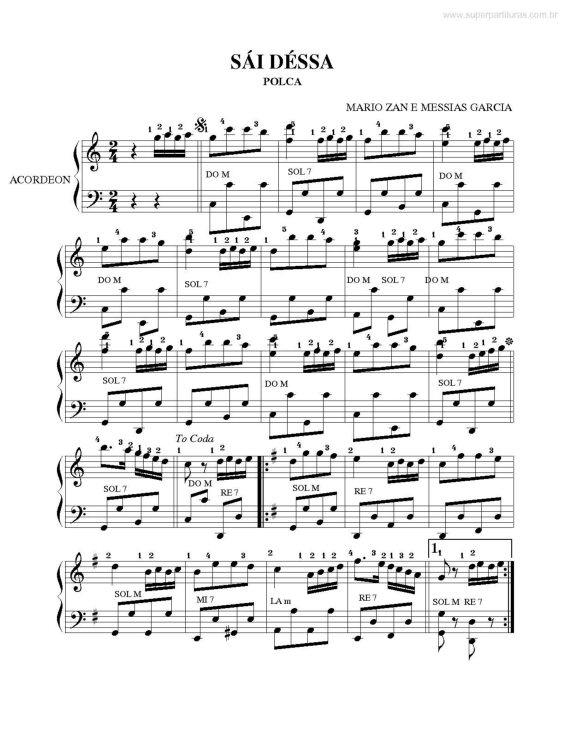 Partitura da música Sai Dessa