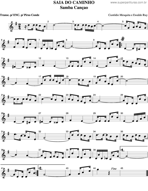 Partitura da música Saia Do Caminho v.2