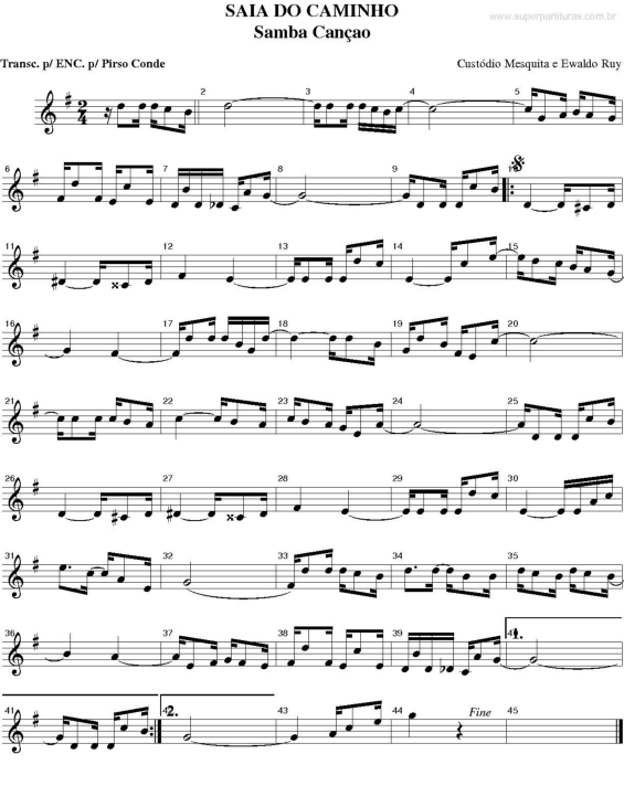 Partitura da música Saia Do Caminho