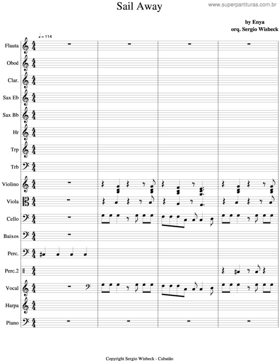 Partitura da música Sail Away