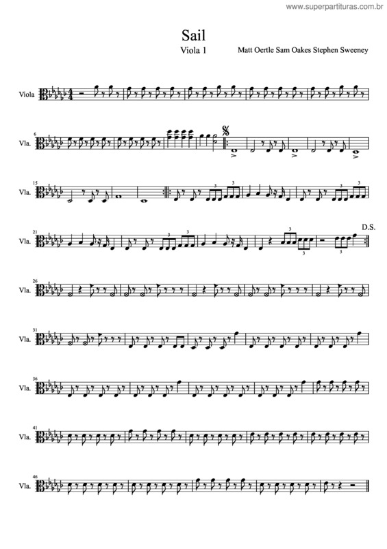 Partitura da música Sail Viola 1