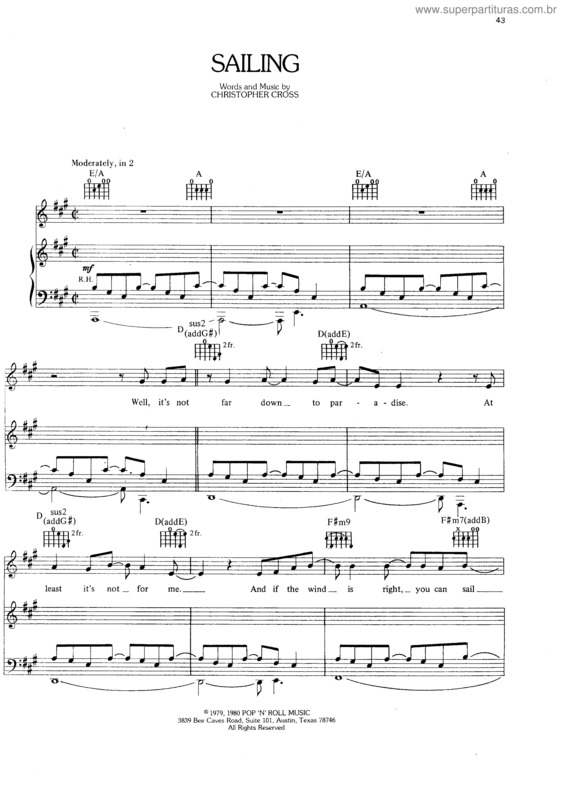 Partitura da música Sailing v.3