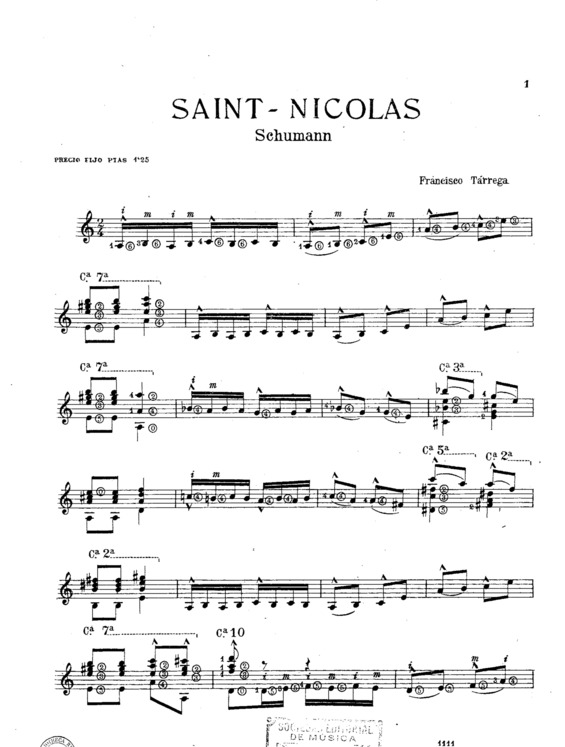 Partitura da música Saint Nicolas (Schumann)