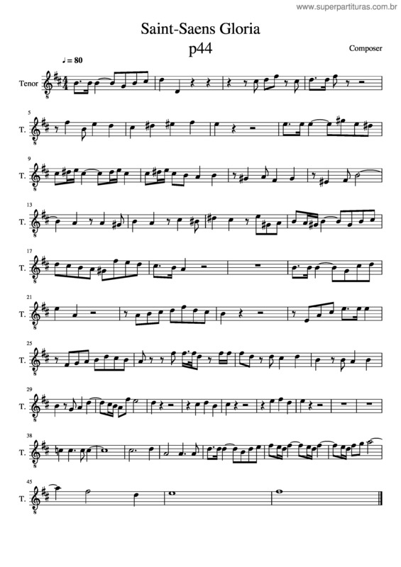 Partitura da música Saint Saens Gloria P44