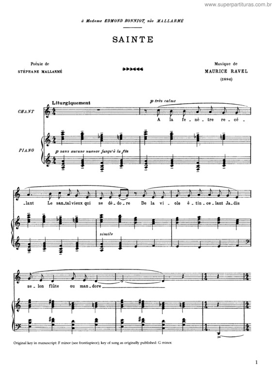 Partitura da música Sainte