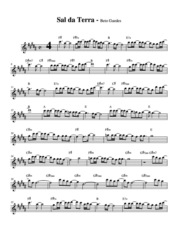 Partitura da música Sal da Terra v.2