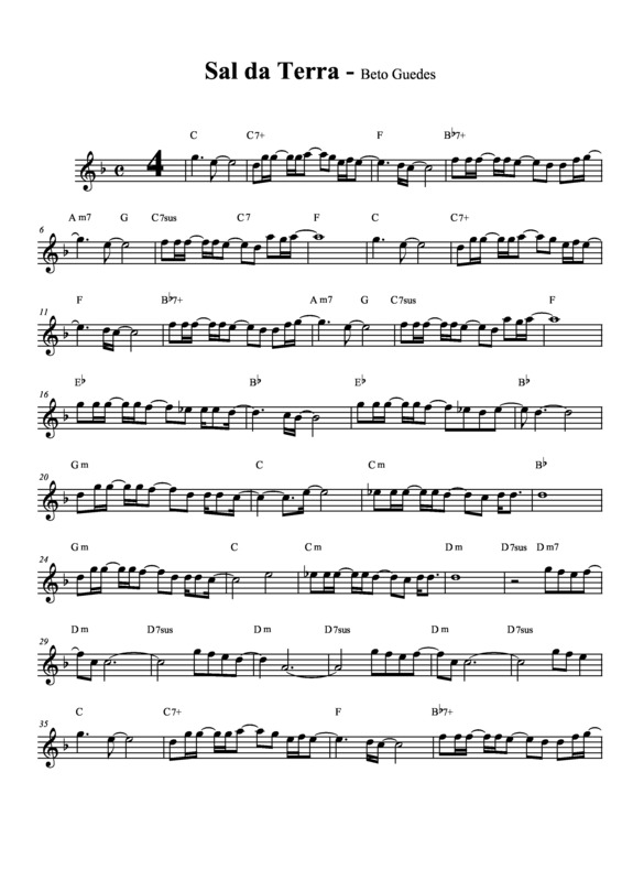 Partitura da música Sal da Terra v.3