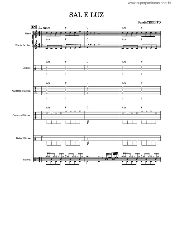 Partitura da música Sal E Luz