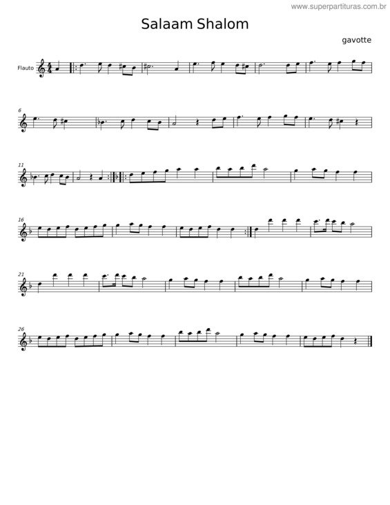 Partitura da música Salaam Shalom v.2