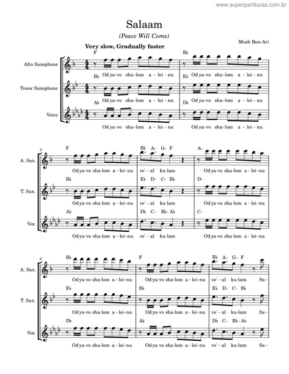 Partitura da música Salaam