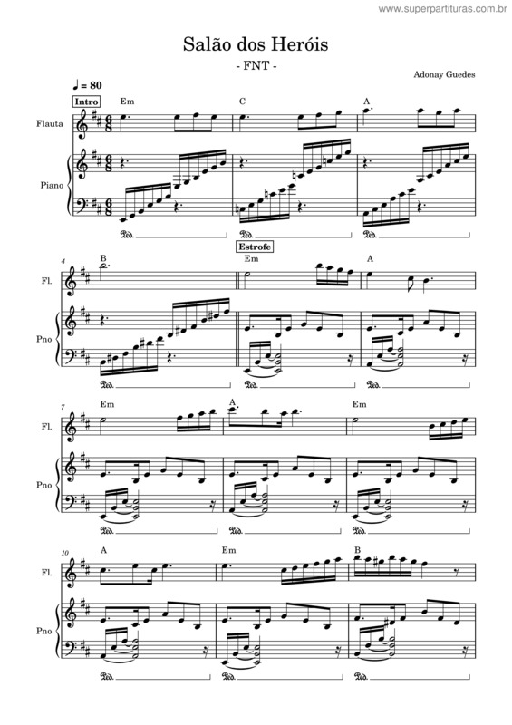 Partitura da música Salão Dos Heróis – Adonay Guedes