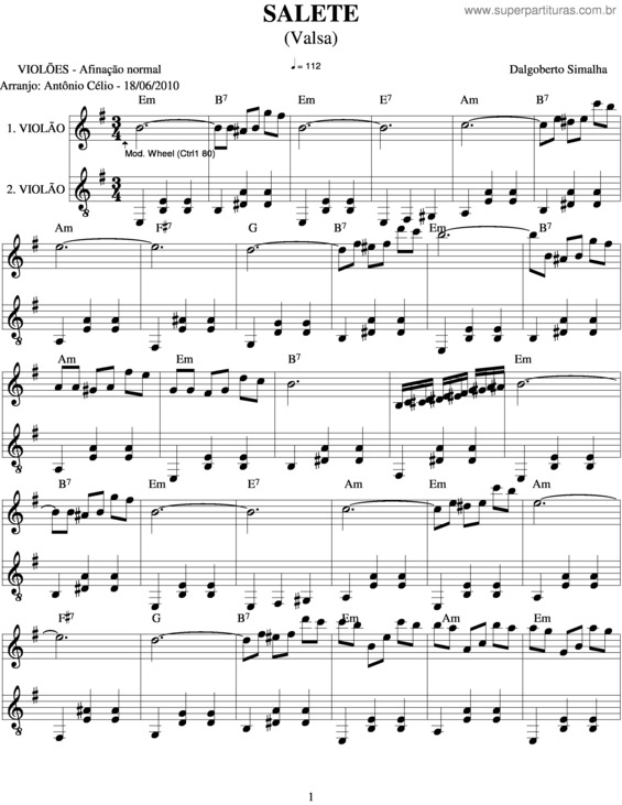 Partitura da música Salete v.3