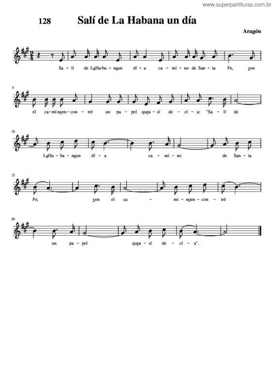 Partitura da música Salí De La Habana Un Día