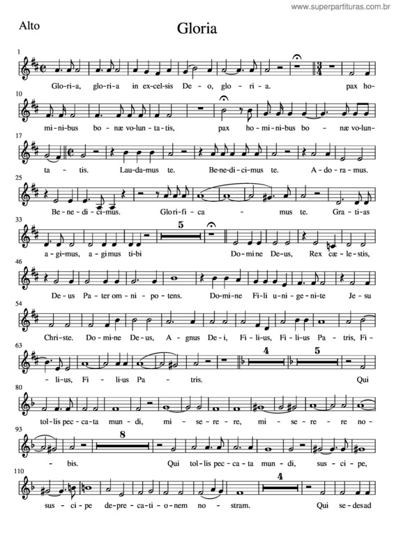 Partitura da música Salieri Gloria Alto