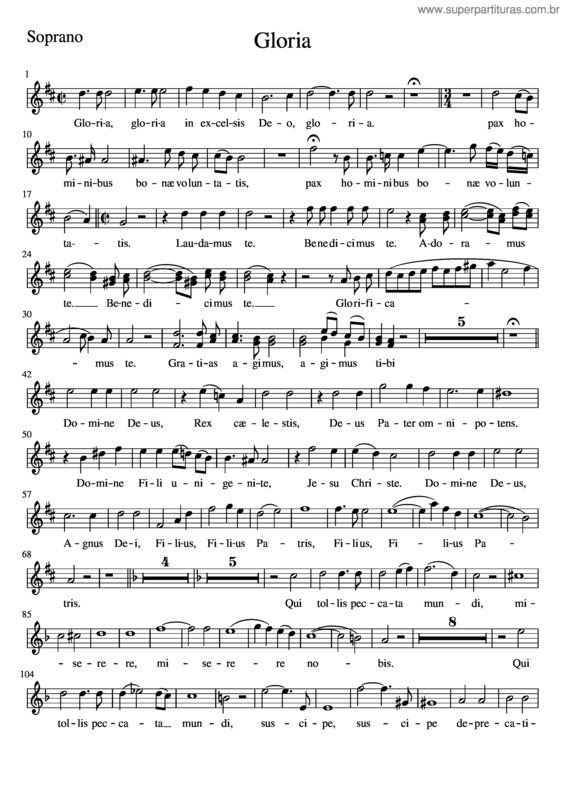Partitura da música Salieri Gloria Soprano