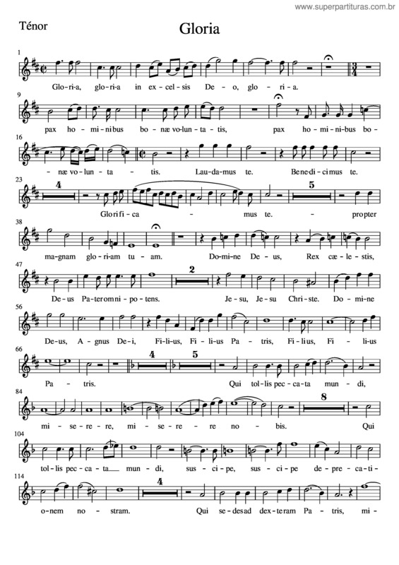 Partitura da música Salieri Gloria Tenor