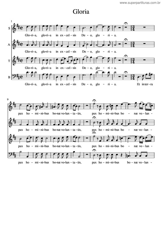 Partitura da música Salieri Gloria