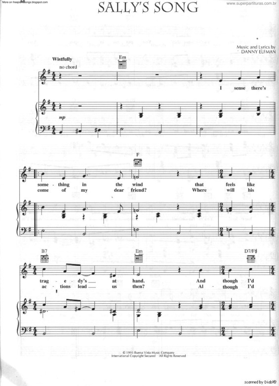 Partitura da música Sallys Song (The Nightmare Before Christmas)