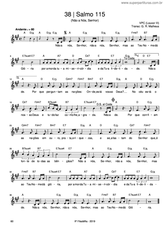 Partitura da música Salmo 115 – Vencedores Por Cristo