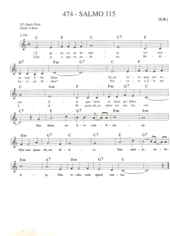 Partitura da música Salmo 115