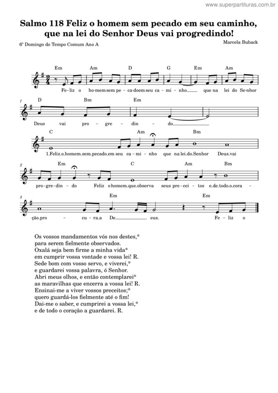 Partitura da música Salmo 118 Feliz O Homem Sem Pecado