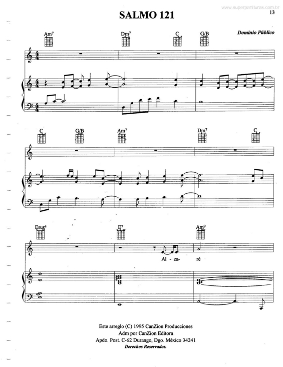 Partitura da música Salmo 121 v.2